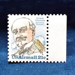 Uncirculated USA 1979 Octave Chanute: Aviation 21 Cent Airmail Stamp!!